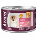 Влажный корм AWARD для котят с начала прикорма до 4 месяцев, беременных и кормящих кошек паштет из индейки, 200 г х 12 шт