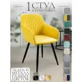 Стул кухонный со спинкой Grande, цвет желтый, черные ножки, узор полосы