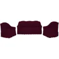 Комплект чехлов на диван и кресла однотонные с оборкой и подлокотниками Venera, цвет Бордовый