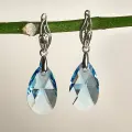 Серьги, кристаллы Swarovski, кристалл, стекло, голубой, серебряный
