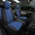 Чехлы Автопилот для LADA Granta / Datsun on-Do (задние спинка и сидение сплошные). Экокожа, ромб, черный, синий.