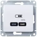 Розетка USB Systeme Electric (schneider Electric) SCHNEIDER ELECTRIC GLOSSA тип-C 65W, механизм, Белый, GSL000127
