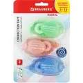 Корректирующая лента BRAUBERG PASTEL, 5 мм x 12 м, механизм перемотки, выгодная упаковка 3 штуки в блистере, 271252, 2шт в компл.