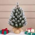 Настольная елка в мешочке Женева заснеженная с шишками 60 см, леска, Triumph Tree, 73502