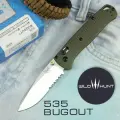 Нож складной Benchmade Bugout 535 Green serrated / Нож туристический из высокоуглеродистой стали / Drop Point Зеленый серрейтор