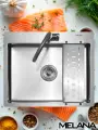 Комплект-Мойка R6050H MELANA ProfLine 3,0/200 сатин врезная + коландер