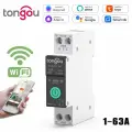 Умный выключатель WiFi TONGOU на DIN рейку / Счётчик электроэнергии, циклический таймер, защита по напряжению и току / Управление через Tuya, SmartLife или Digma Smart 1-63A