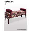 Банкетка BORDADO SAMANTA, мебельная фанера, велюр/гобелен, цвет Грузия + винные валики, тканевые ножки.