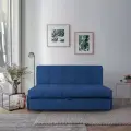 Диван кровать Пафос (синий) для отдыха и сна, механизм аккордеон, без подлокотников, велюр, 145х200см