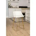 Полубарный стул Velex со спинкой, цвет молочный кожзам, основание золотистое, высота 64 см