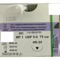 УЛЬТРАСОРБ мононить Полиглекапрон, USP 5-0 (МР 1) фиолетовая 75 см, с иглой Режущая HS-20, (5 шт/уп), шовный хирургический материал Линтекс (Россия)