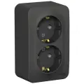 Schneider Electric BLANCA О/У розетка двойная с заземлением без шторок, 16А, 250В, антрацит (2шт) (арт. BLNRA010206)