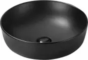 Накладная раковина SantiLine SL-1054MB 42 фаянсовая, без отверстия под смеситель, раковина для ванной, 41, 5 см, круглая, черная