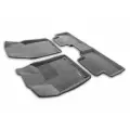 Коврики текстильные с бортиком 3Д Евромат Джили Кулрей (3D Euromat Geely Coolray) с полиуретановым подпятником, серые
