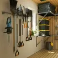 Суперполки Система для хранения садового инструмента, держатель лопат, грабель, шлангов, щетки, секатора, триммера, настенное хранение инвентаря для ухода за садом