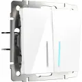 Выключатель Werkel двухклавишный с подсветкой WL01-SW-2G-LED, Цвет белый, 10А