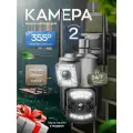 Камера видеонаблюдения, уличная, 4G, с двумя объективами, поворотная, карта памяти в подарок