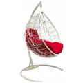 Кресло кокон W-GROUP Капля с ротангом, 98х186 см, до 120 кг белый/красный