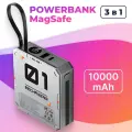 Power Bank для быстрой зарядки 10000 mAh/ Беспроводное зарядное устройство / P-ONE Белый