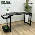 Письменный стол WALMI SOLO 111х50х75 с двумя полками в комплекте(черный), компьютерный стол LOFT, основание металл.