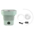 6.5L Washing Machine Folding Portable Automatic Deep Cleaning Wash and Spin Dry Washer with Water Tube 100 240V Green US Plug
