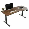 Стол компьютерный с электроприводом уникальной формы 178х74 Eureka ERK-EDI-HTG-WN (Heptagon), орех