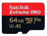 Карта памяти SanDisk Extreme PRO microSDXC 64 ГБ Class 10 UHS-I V30 A2, 200/130 Мб/с + SD адаптер
