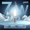 Светодиодная лампа Gauss Filament 7W эквивалент 60W 4100K 580Лм E14 филаментная свеча на ветру (комплект из 5 шт)