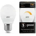 Лампа светодиодная Gauss 7Вт цок: E27 шар 220B 3000K св. свеч. бел. теп. (упак:10шт) (105102107-D)
