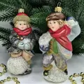 Irena-Co Набор елочных игрушек, стекло Девочка - 12,5х6,5х6, Мальчик - 13х7х5,5