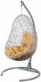 Кресло подвесное Bigarden Easy, серое, со стойкой, коричневая подушка (чехол в подарок)