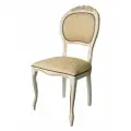 Стул деревянный Дезире 51 со спинкой на ножках для кухни столовой гостиной обеденный классика, мебель для интерьера комнаты, для уюта из массива бука итальянский каркас бежевый, эмаль белая, золотая патина