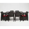 Комплект садовой мебели HomlyGreen 1+1+4 стула+обеденный стол 153х79, с комплектом бордовых подушек