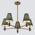 Люстра на штанге с абажурами и мрамором LH75051/5 BS/GN латунь/зеленый E14*5 max 40W D700*580