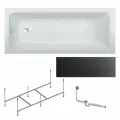Ванна акриловая AM.PM Gem 170x70, комплект 4в1: ванна, каркас, фронтальная панель, слив-перелив. литьевой акрил