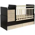 Кроватка Фея 1100 трансформер с комодом, поперечный маятник, венге клен