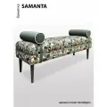 Банкетка BORDADO SAMANTA, мебельная фанера, велюр/гобелен, принт Ползун, съемные винные валики, велюровые ножки