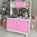 Детская кухня SITSTEP имитация плиты - наклейка, малиновые фасады