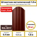 Штакетник Каскад 1,8х0,125, коричневый, 20 штук, полимерное покрытие, толщина 0,4 мм