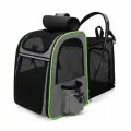 Большой рюкзак-переноска для кошек и собак размером 45х35х30 см, с зеленой вставкой.