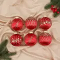 Ёлочные игрушки, шары новогодние, пластик, набор d-8 см, 6 шт Эйден красный