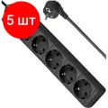 Комплект 5 шт, Сетевой фильтр DEFENDER ES, 5 розеток, 3 м, черный, 99485