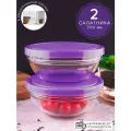 Pasabahce Салатник с крышкой Chef's, 20 см, 22х22 см, 1.5 л, 2 шт., прозрачный/фиолетовый
