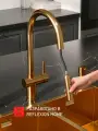 Смеситель Reflexion Lago RX9904GD для кухни с вытяжным изливом, брашированное золото