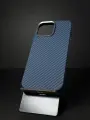 Чехол Айфон 16 Про Макс с МагСейф Кевлар / Case iPhone 16 Pro Max с MagSafe LUXO Life+, классический синий, карбоновый