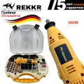 Гравер REKKR EG180YL, 220В, 180Вт, 3.2мм, 6 скоростей, 215 предметов, гибкий удлинитель, расширенная комплектация