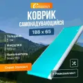 Коврик туристический Следопыт, самонадувной, бирюзовый, 188 x 65 x 5 см