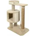 Игровой комплекс для кошек, когтеточка с домиком и лежанкой Котейка капучино