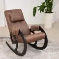 Кресло-качалка AVK, коричневое/венге, с подлокотниками, обивка рогожка