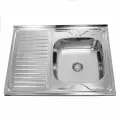 Мойка накладная из нержавеющей стали 80х60 см. прямоугольная SINKLIGHT N 8060 R 0.8/180 1P правая полированная